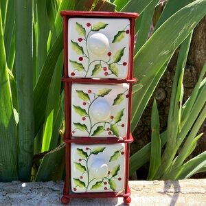 Festive Holiday Red and Green Ceramic Drawer Set